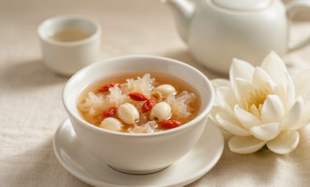 Snow-Fungus Lotus & Lily Soup (莲子雪耳羹)